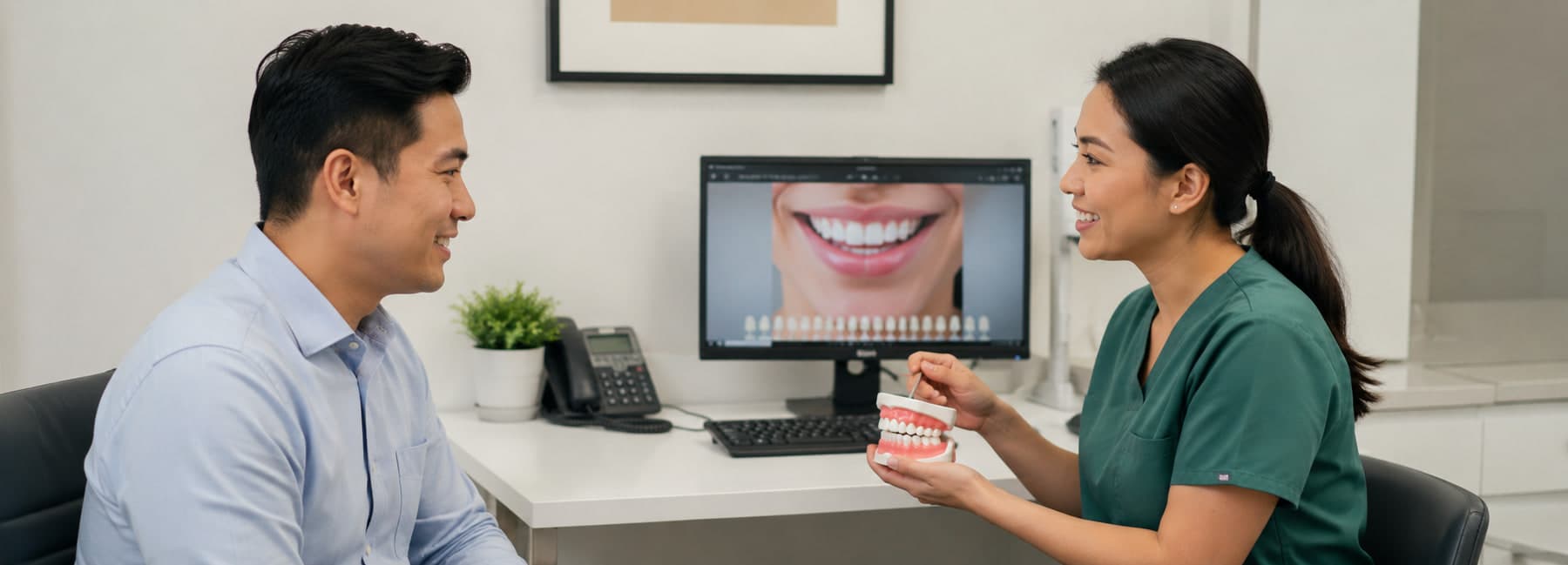 Dentist discussing a smile assessment with a patient